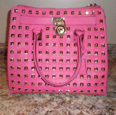 hot pink michael kors purse|michael kors pink studded purse.